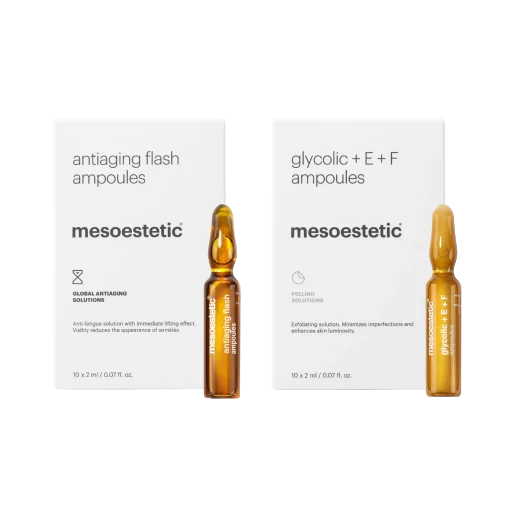 antiaging flash ampoules + glycolic+E+F ampoules.