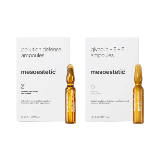 glycolic+E+F ampoules + pollution defense ampoules.